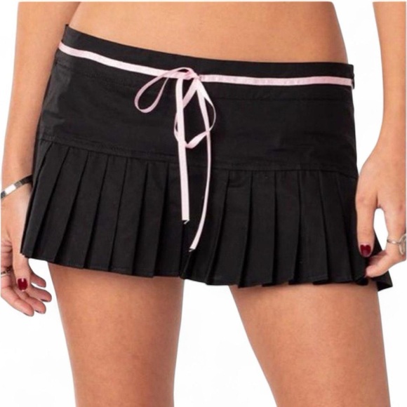 Edikted Black Mini Skirt with Pink Accents - Picture 1 of 6